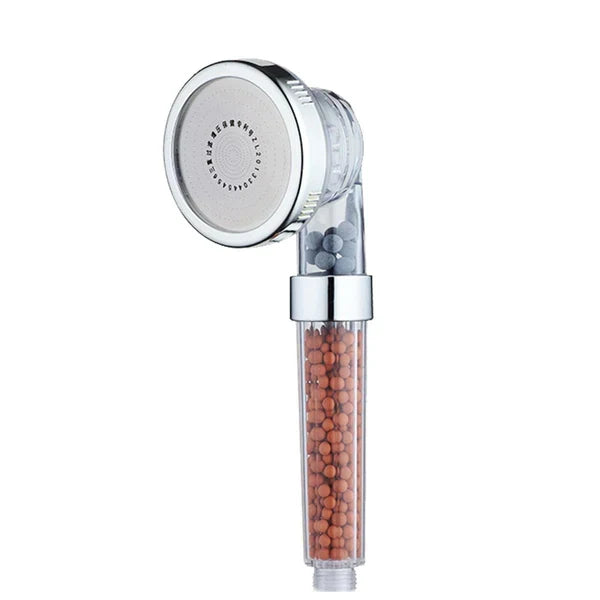 Pommeau de douche avec billes minérales filtrantes