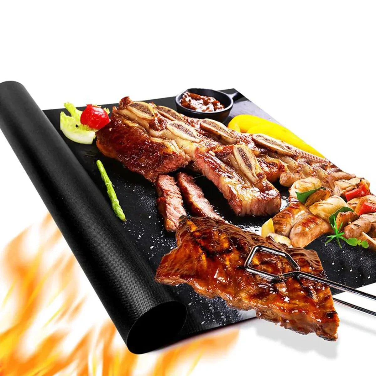 Lot de 2 Tapis de cuisson antiadhésif BBQ